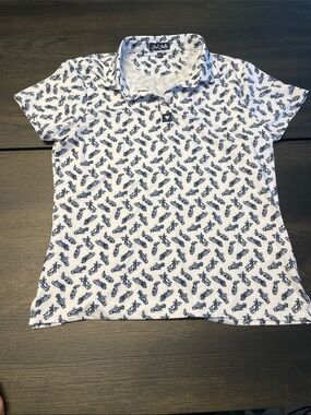 Bad Birdie White Polo with Navy Golf Bag Print